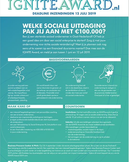 IGNITE Award zoekt startende sociaal ondernemers in Oost-Nederland
